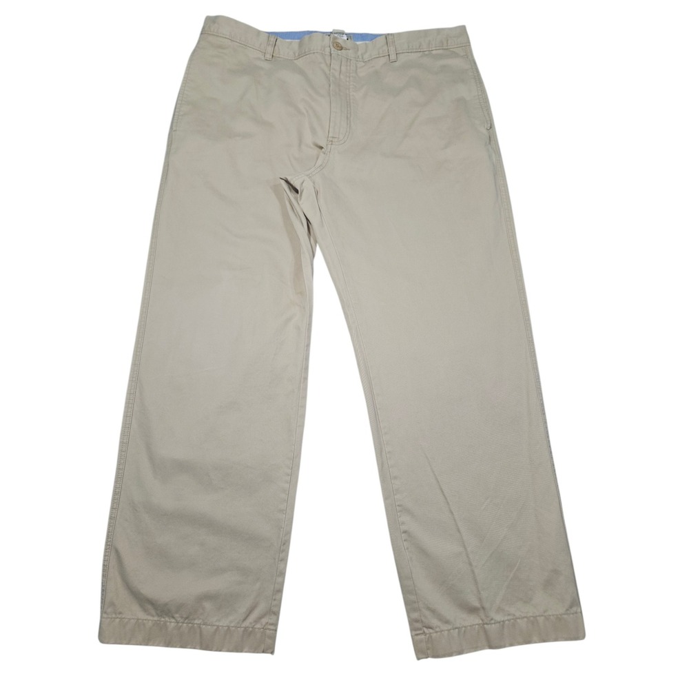 L.L. Bean Standard Fit Chino Pants Khaki Tan Cotton Trousers Sz 40x30
